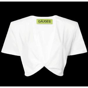 Guage81 Keila Deep V Neck Short Sleeve Cropped White Twist Know Size XS T Shirt